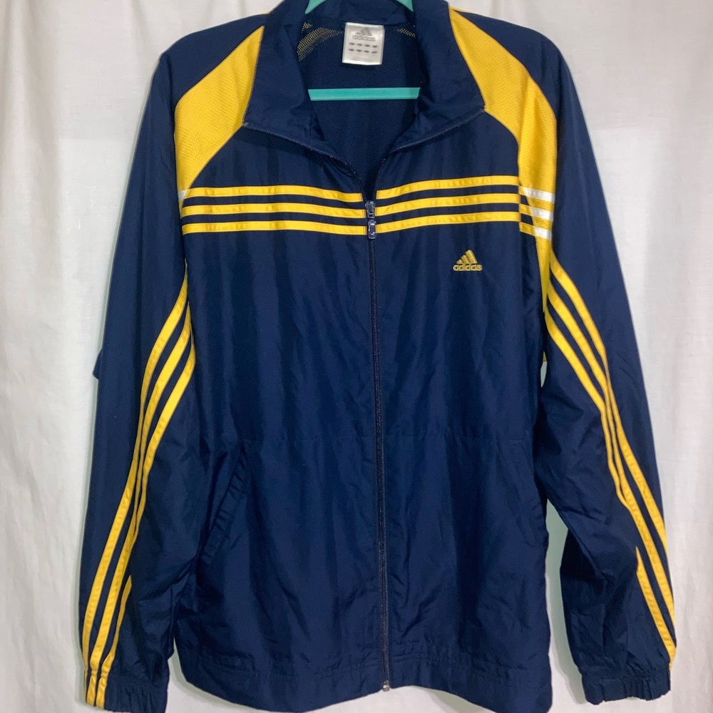 Adidas Men's Navy and Yellow Windbreaker